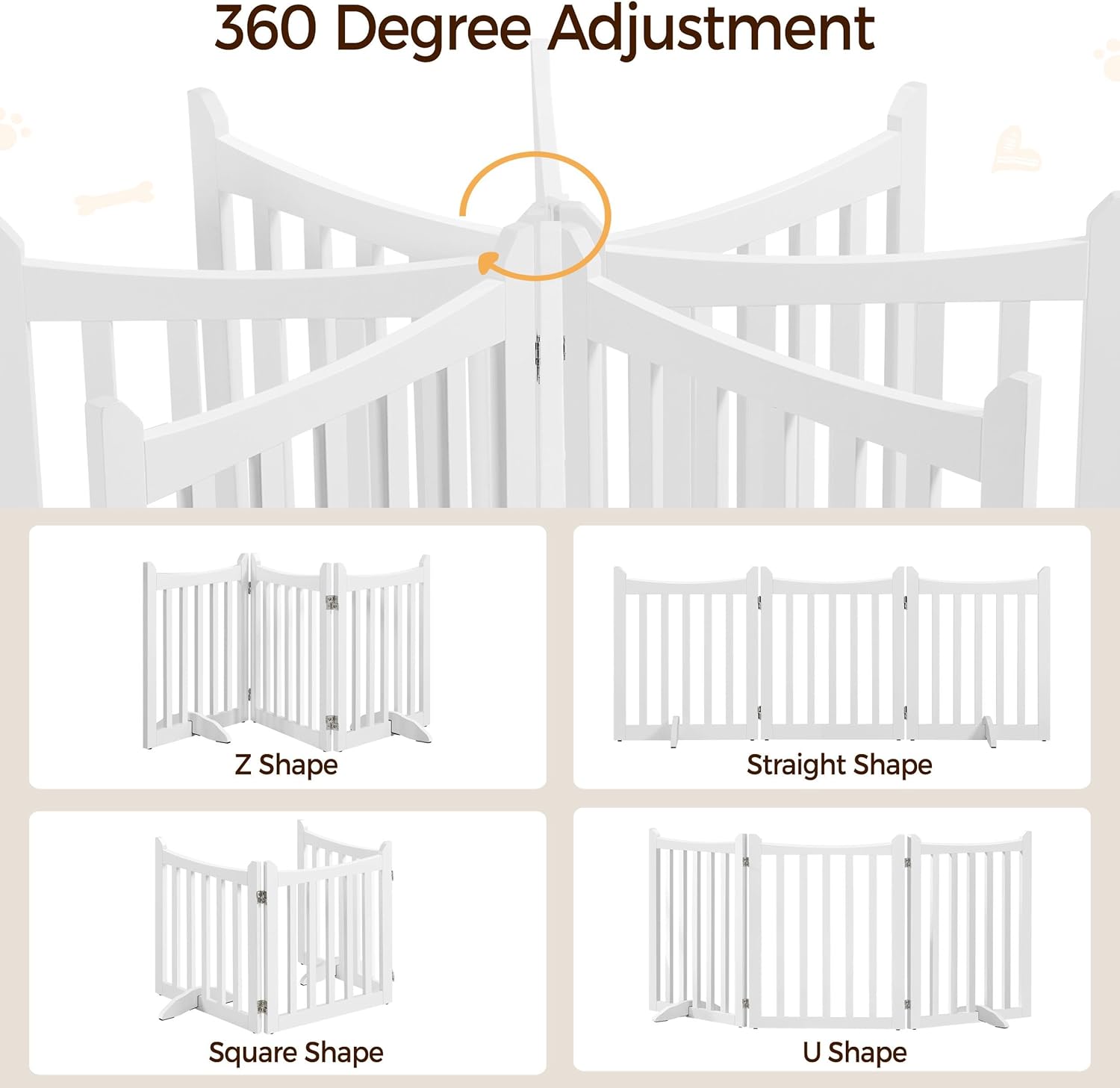 Yaheetech 24 Inch Pet Gate White Wooden 3 Panels