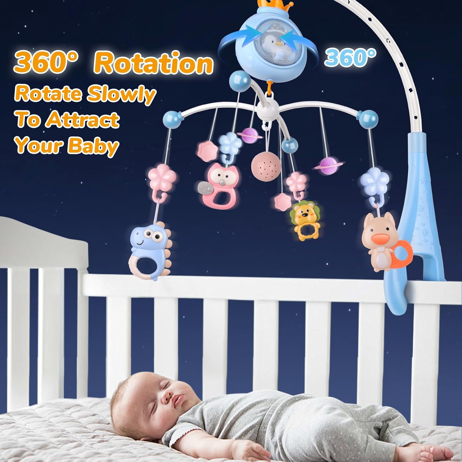 Crib Mobile with Music and Lights for Baby