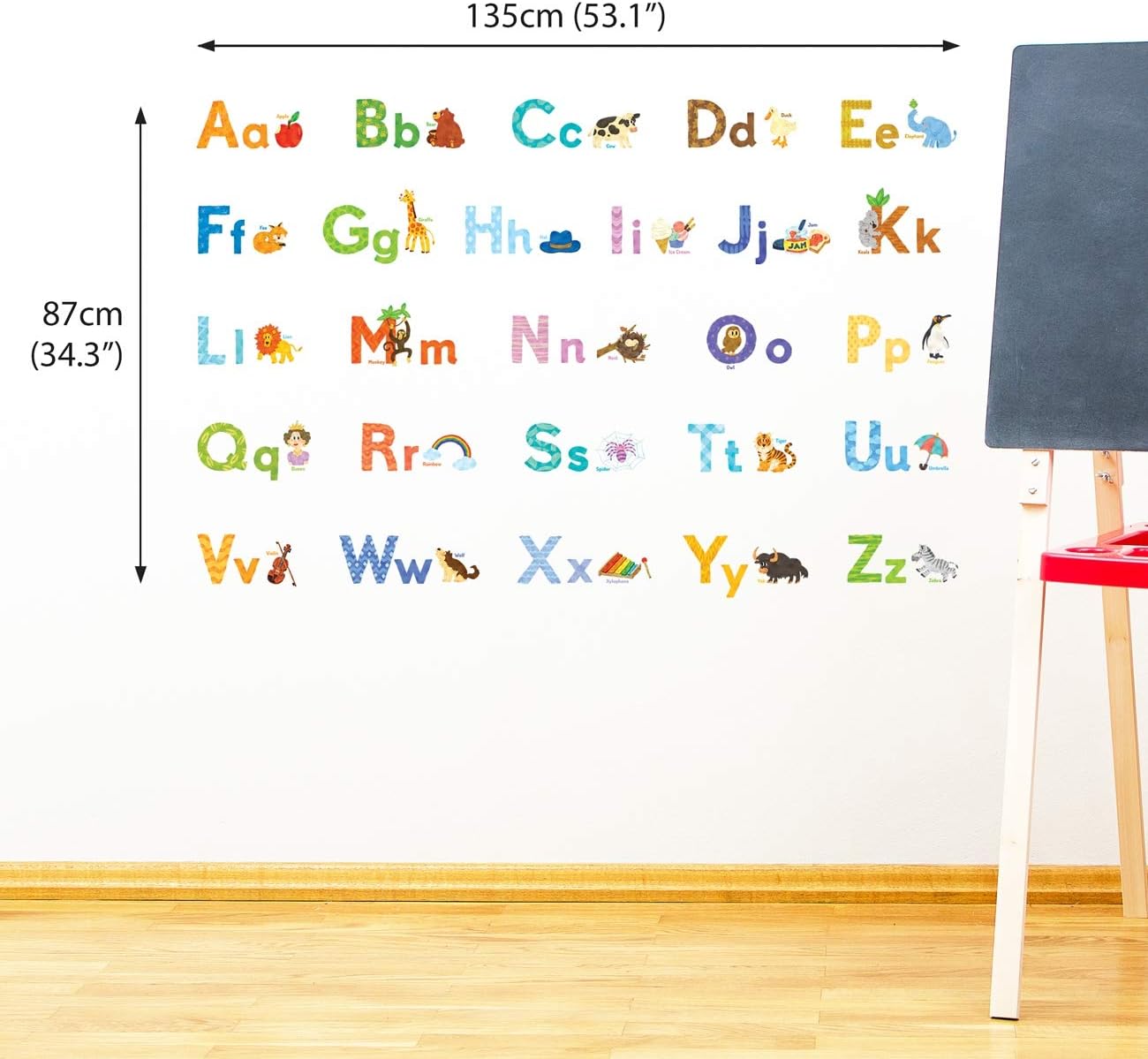DECOWALL DS8-1608 Watercolor Animal Alphabet Wall Stickers