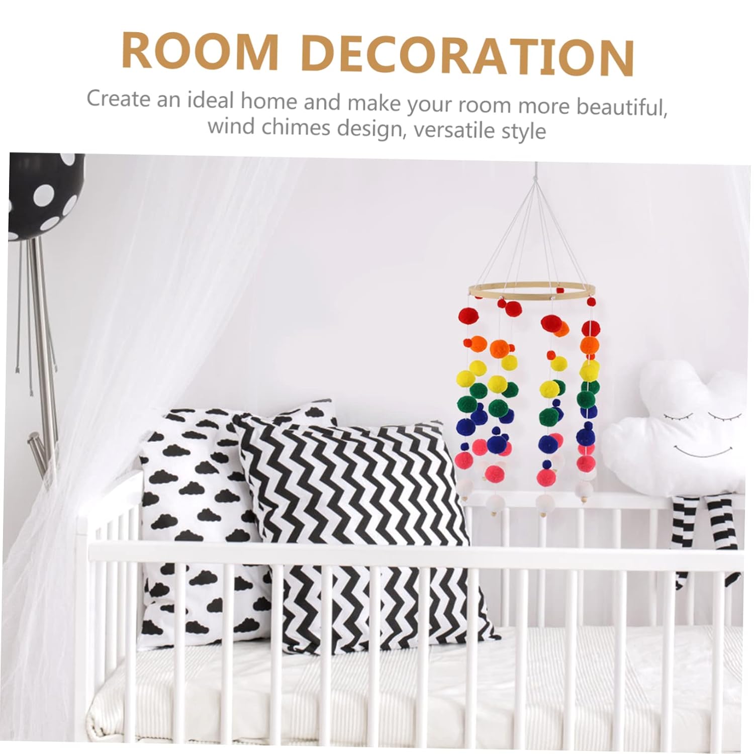 Fuzzy Bed Bell Mobile for Baby Room and Nursery Decor