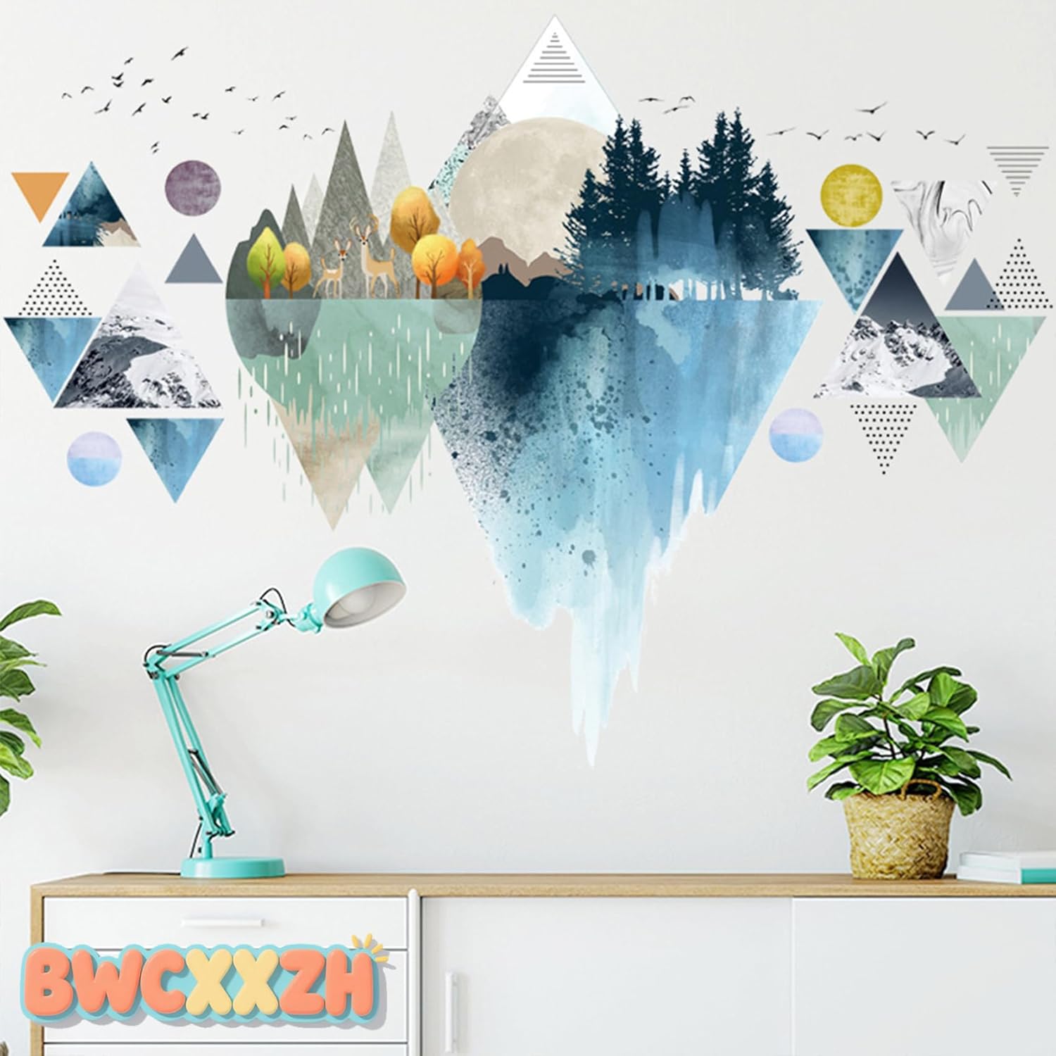 Nordic Geometric Wall Stickers 3D Peel and Stick Murals