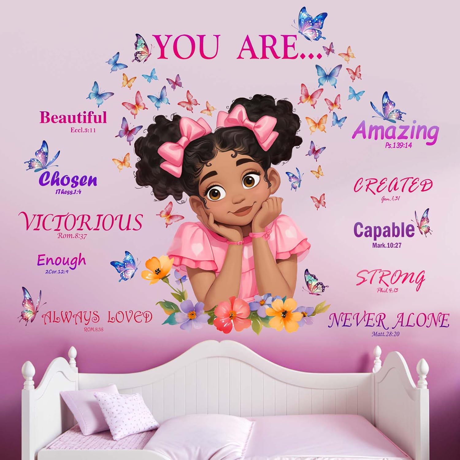 Amimagen African American Butterfly Wall Stickers for Kids
