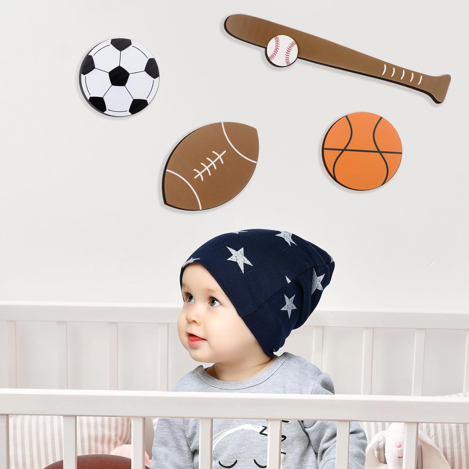 4 Pcs Wooden Sports Wall Art for Boys Room Decor