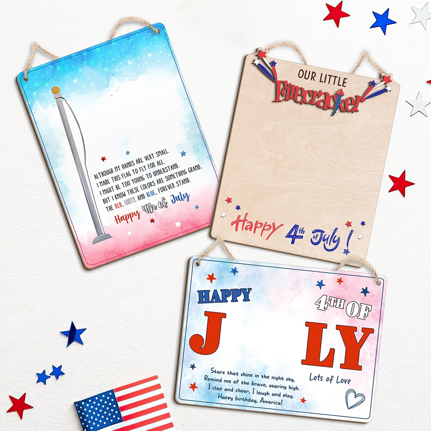 Our Little Firecracker 4th of July Footprint Decor Sign