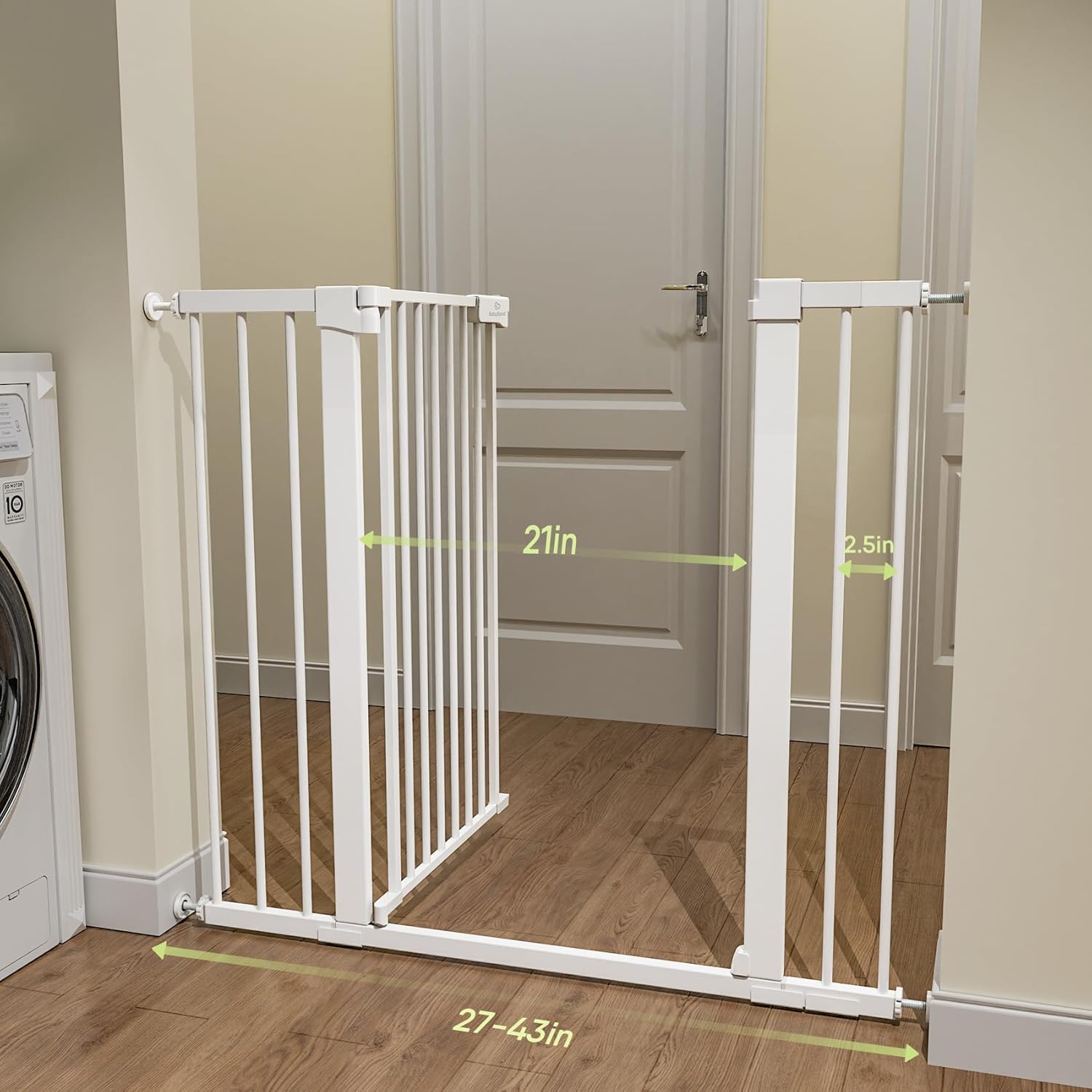 BabyBond 36 Inch Extra Tall Dog Gate with Auto Close and Pressure Mounting Kit White