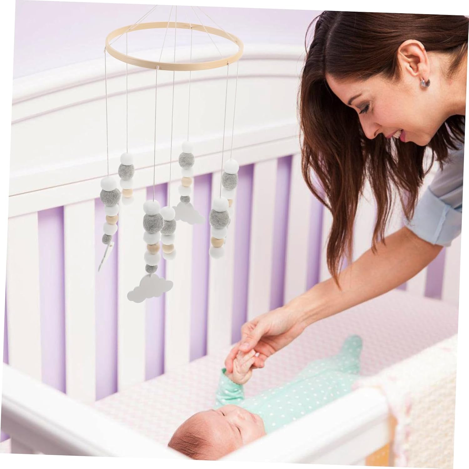 Totority Boho Crib Mobile Felt Ball Decor
