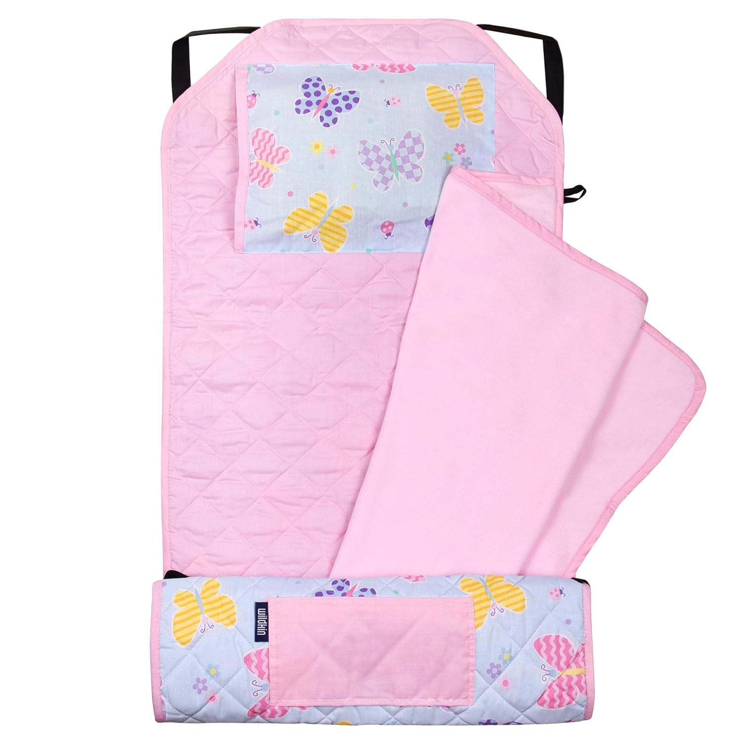 Wildkin Modern Kids Nap Mat with Pillow and Elastic Straps - Butterfly Garden