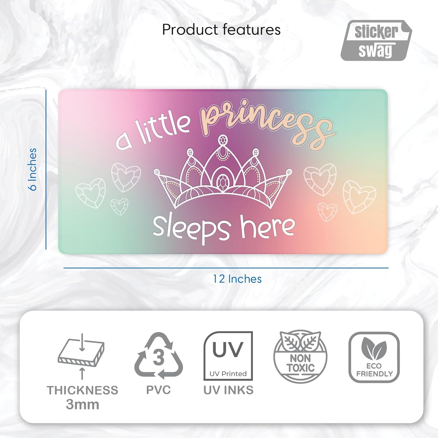 Princess Tower Door Sign Royal Room Decor 12x6 PVC Wall Sign