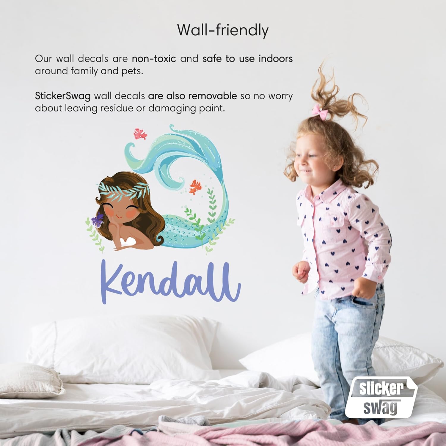 Personalized Gradient Mermaid Name Wall Decal