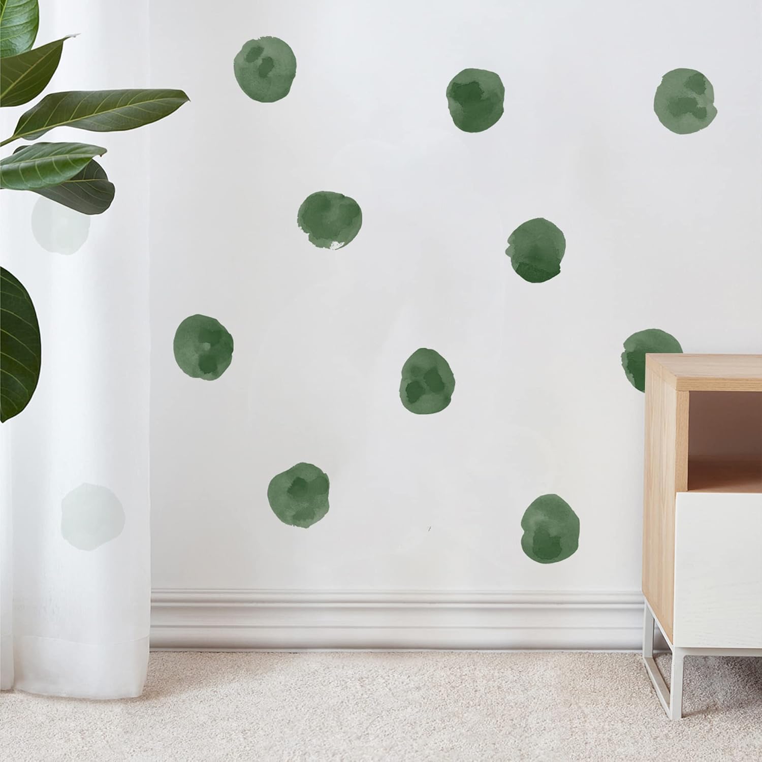 72pcs 22 Black Green Polka Dots Wall Decals for Kids
