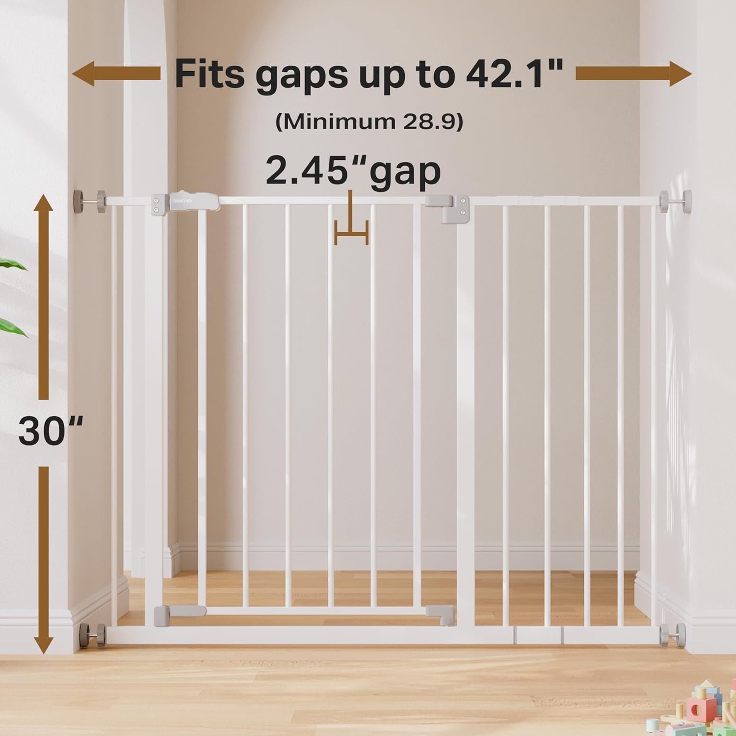 InnoTruth Baby Gate for Stairs and Doorways - White