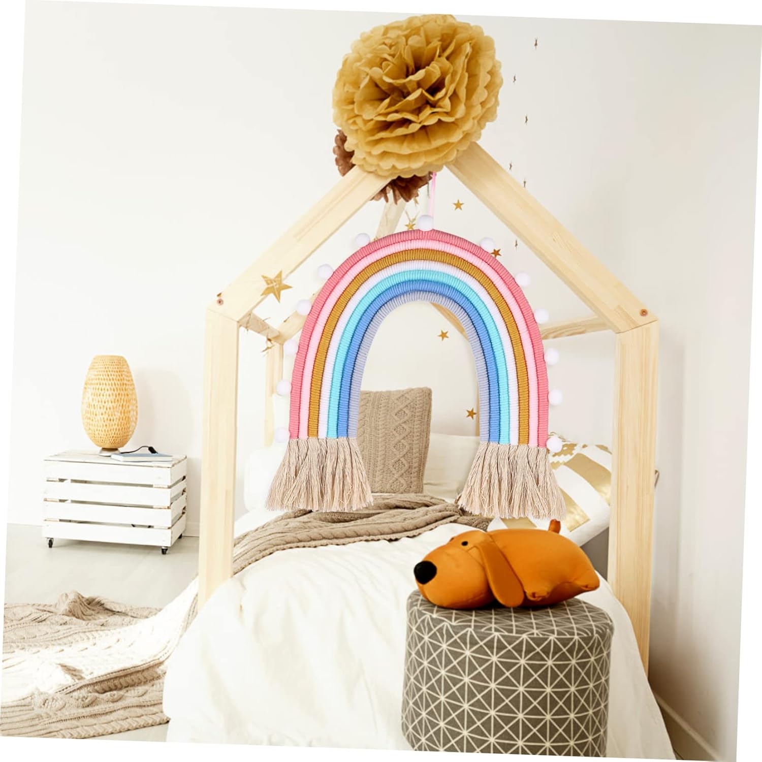 ABOOFAN 1pc Handmade Rainbow Woven Pendant Wall Decor