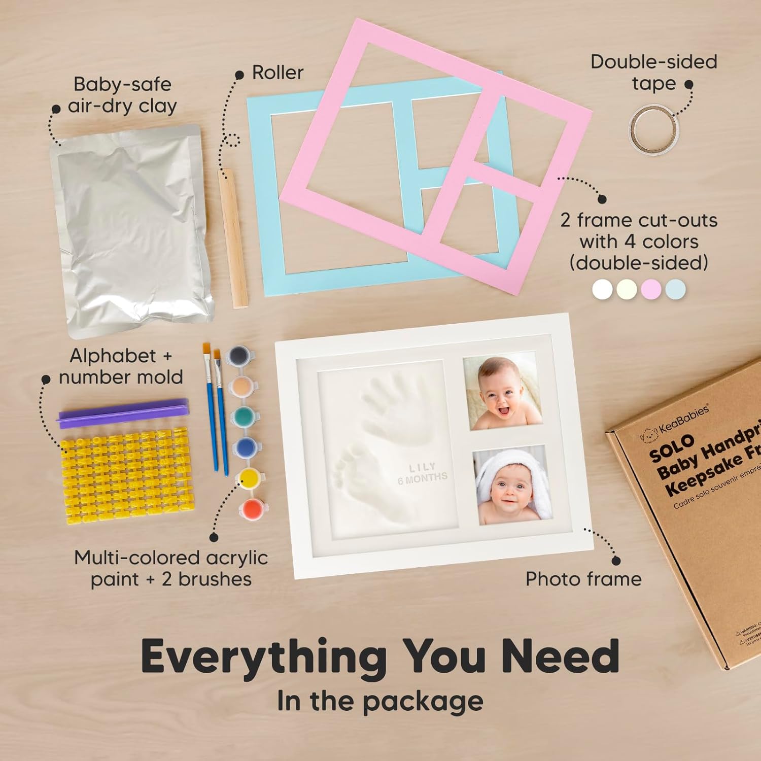 KeaBabies Baby Hand and Footprint Kit with Frame