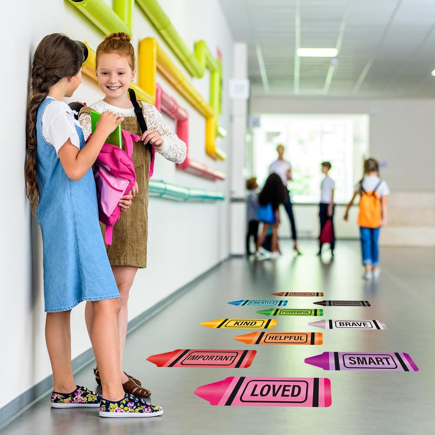 30Pcs Colorful Motivational Floor Decals for Classroom and Party