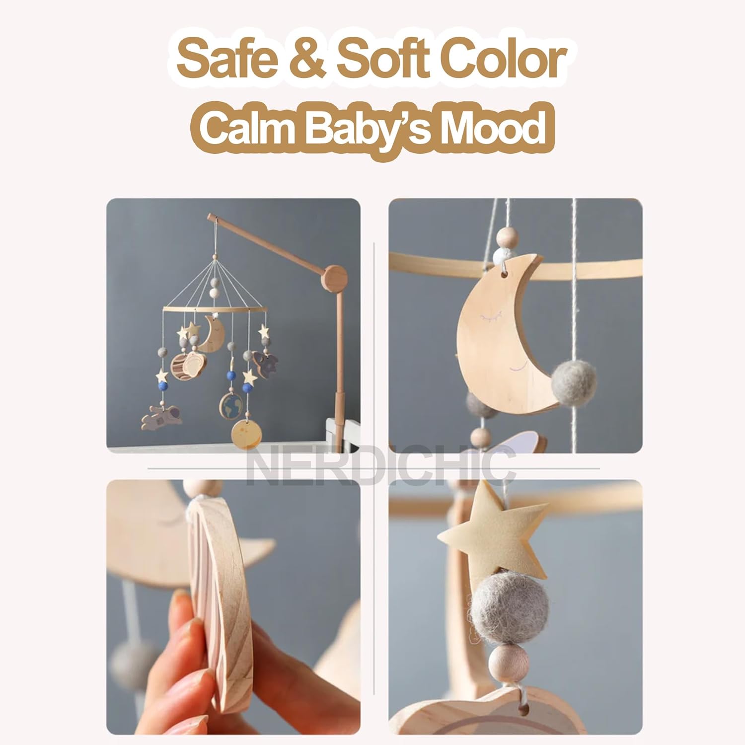 Space Moon Star Baby Crib Mobile for Boys Girls