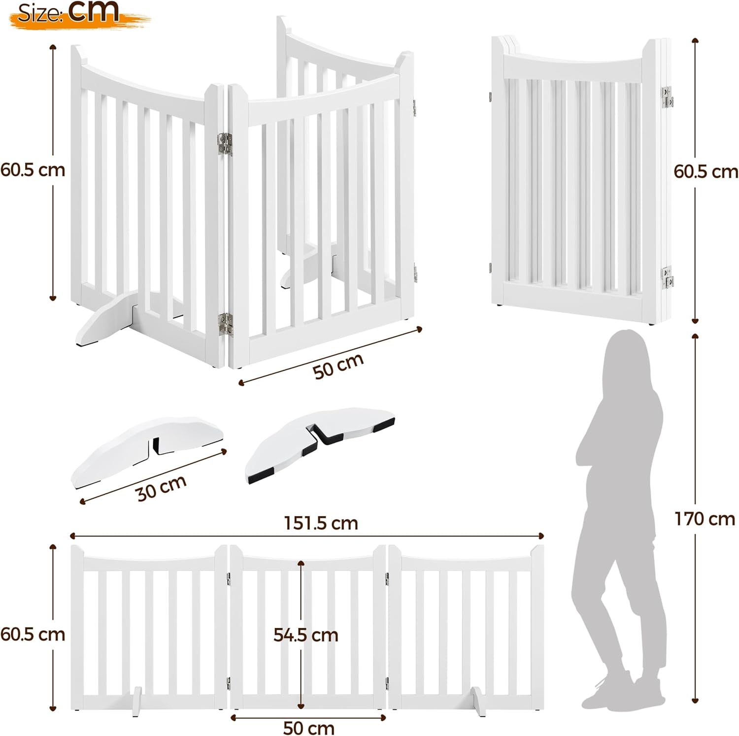 Yaheetech 24 Inch Pet Gate White Wooden 3 Panels