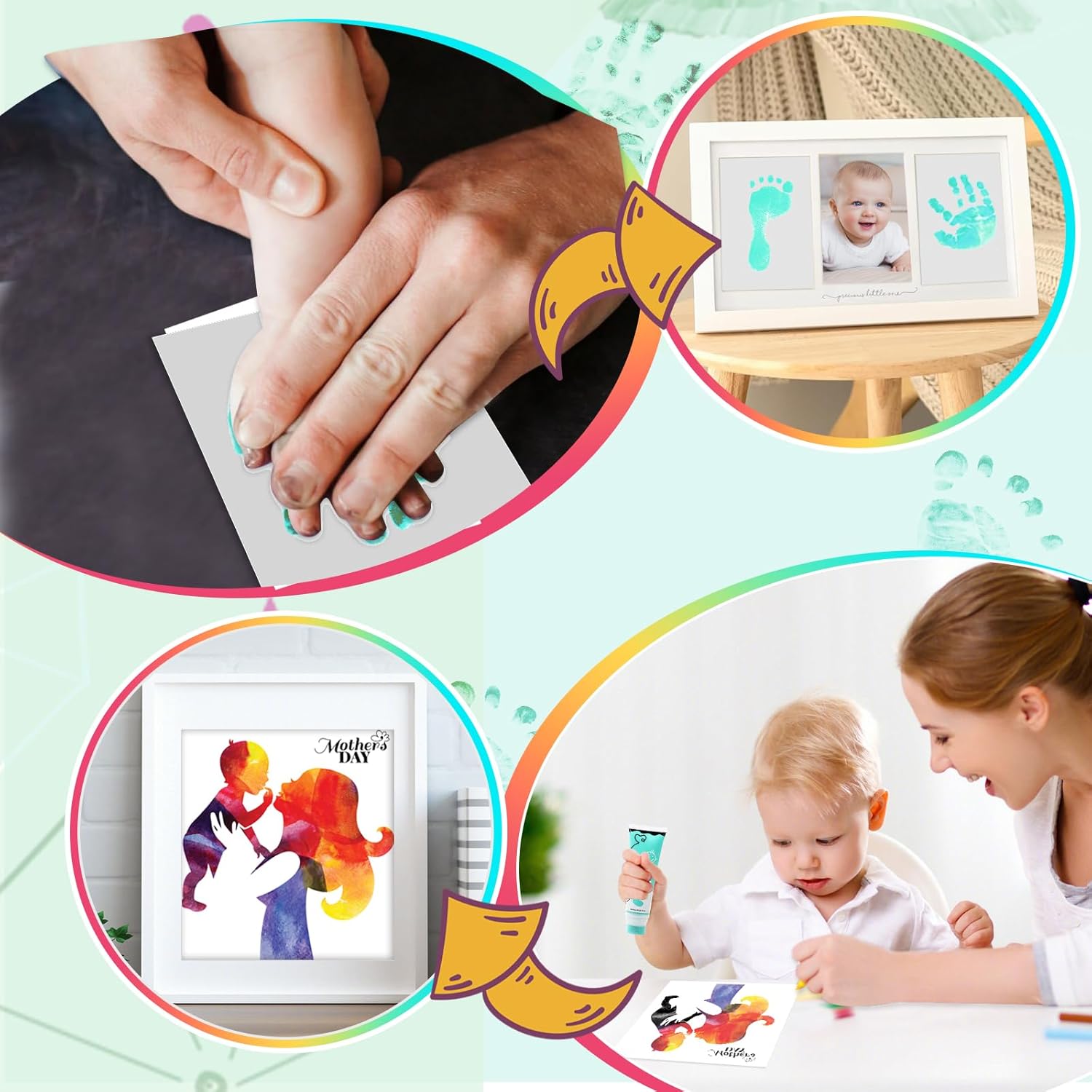 75ml Mint Green Baby Hand Footprint Ink Kit