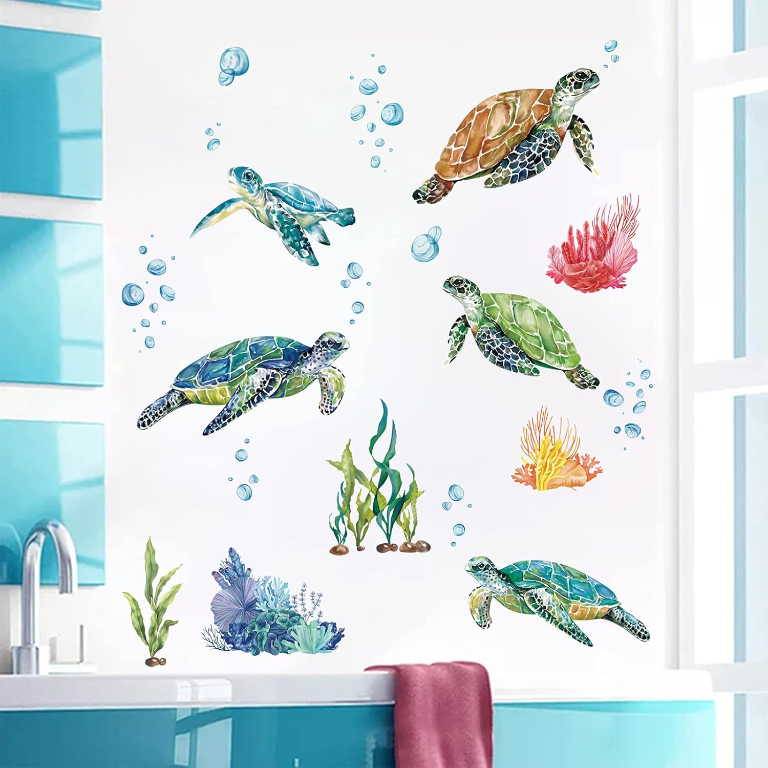Decalmile Sea Turtles Wall Stickers Under The Sea Decor