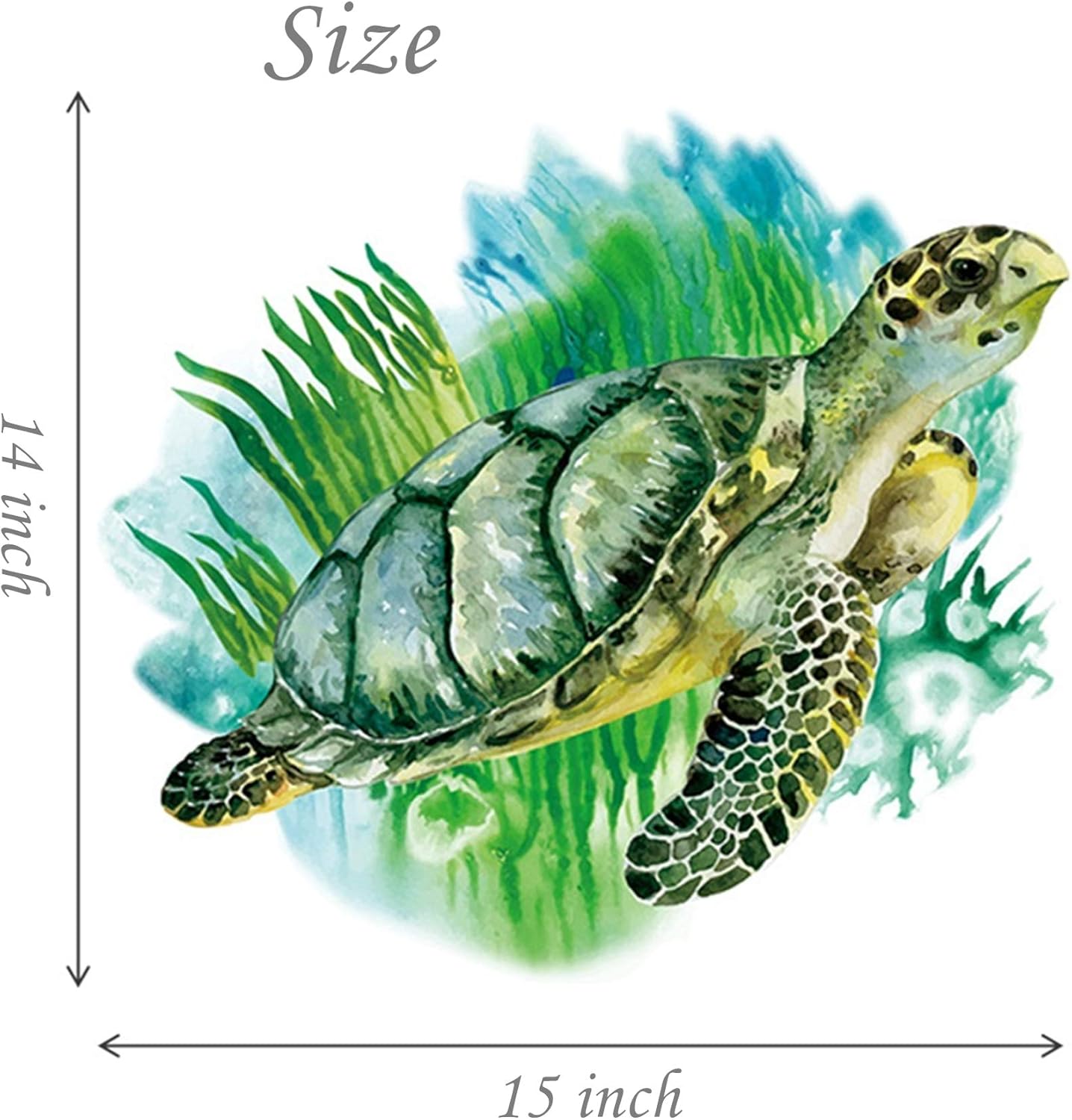 ROFARSO Lifelike Green Sea Turtle Wall Sticker