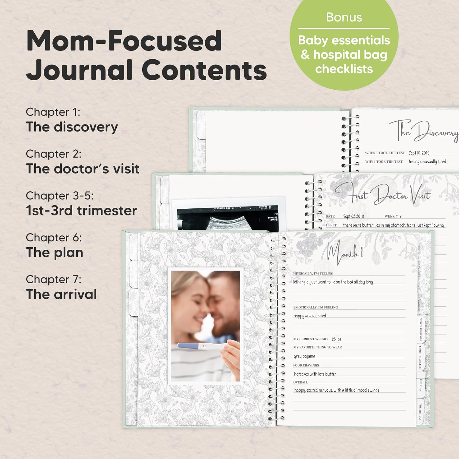 KeaBabies Inkless Hand and Footprint Kit with Pregnancy Journal