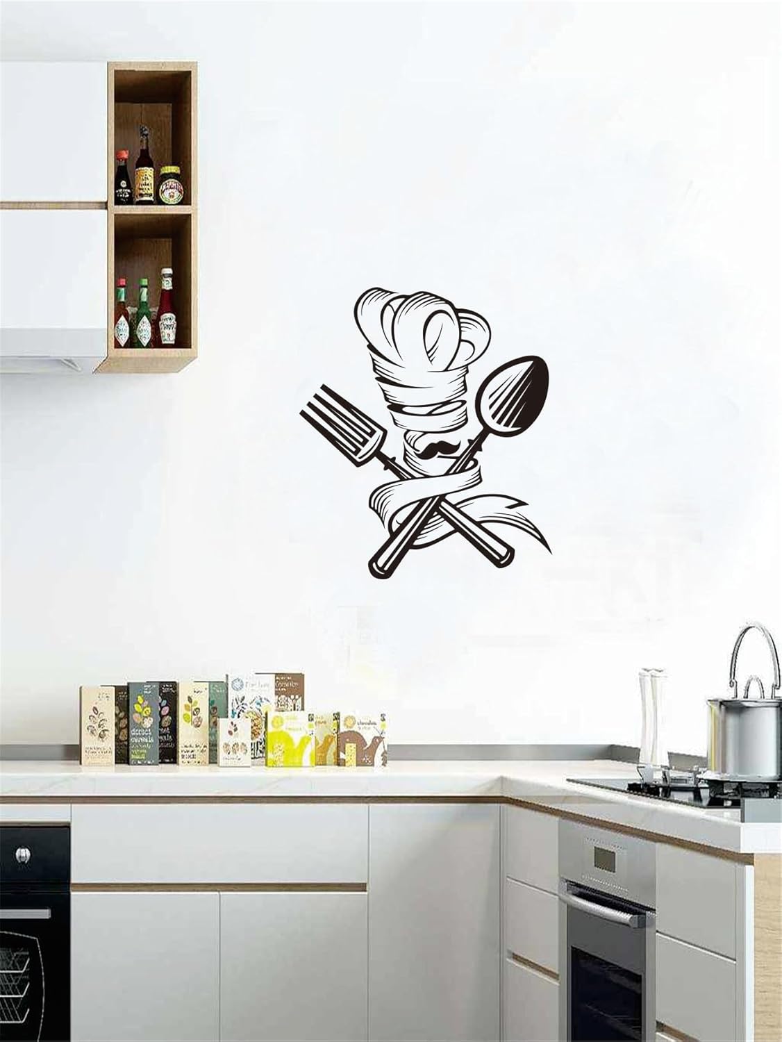 Whimsical Chef Wall Sticker - 17x19 Inches Black