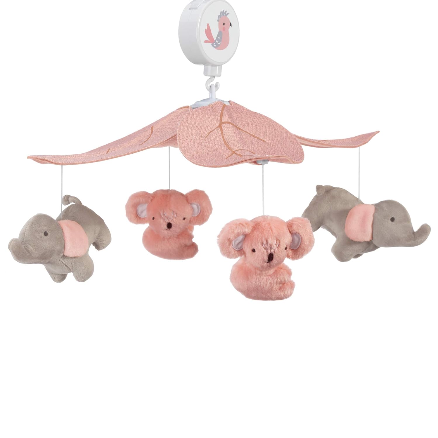 Calypso Pink Gray Koala Elephant Musical Crib Mobile