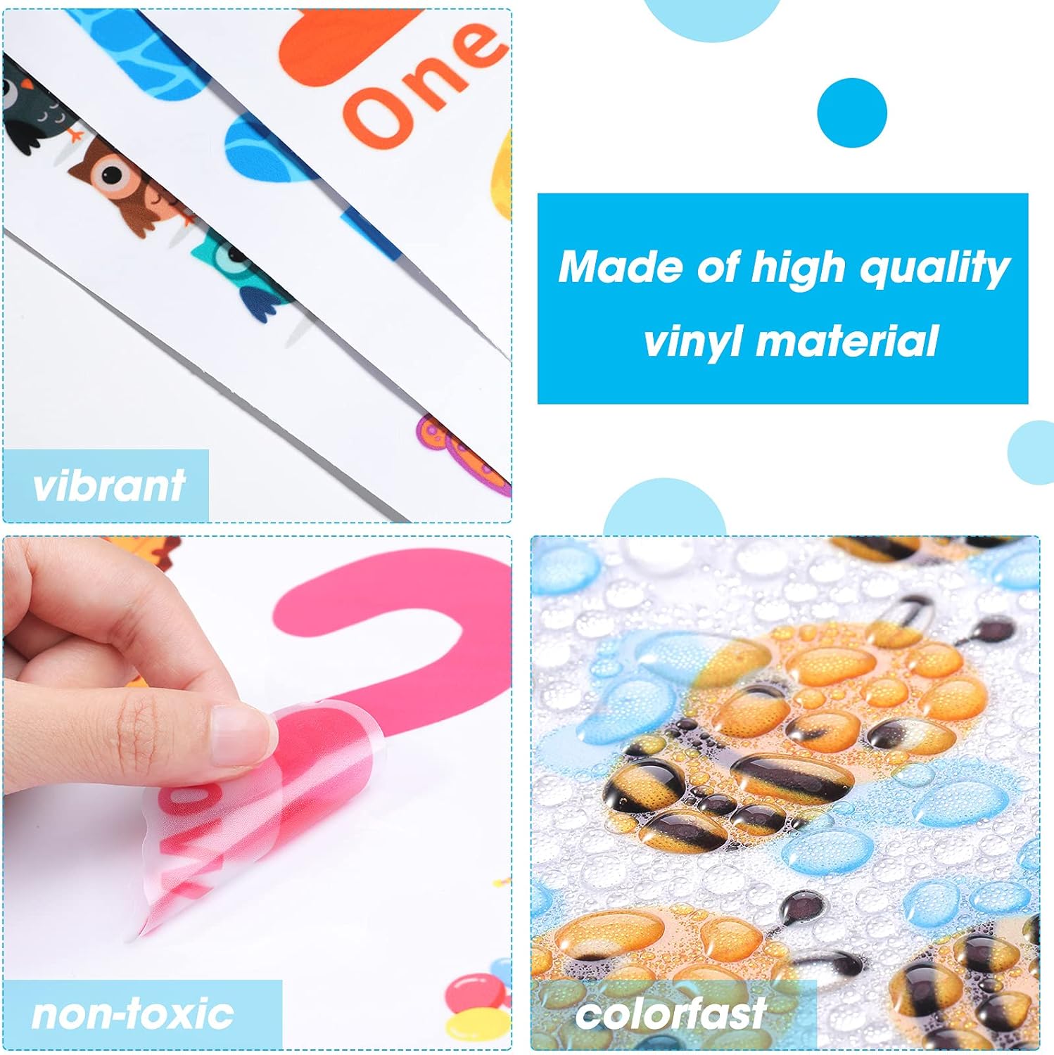 Outus 3 Sheet Number Wall Decals for Kids Classroom Decor