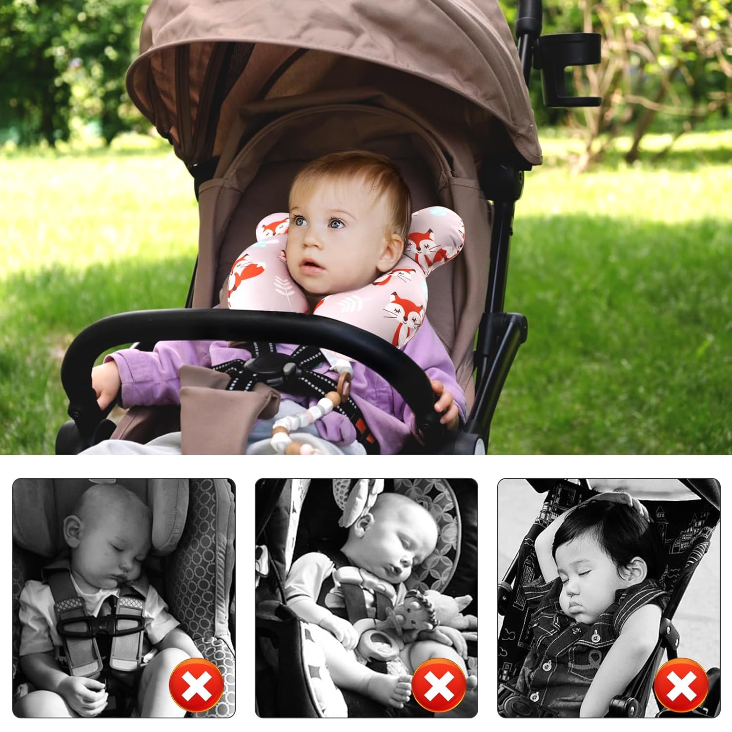 vocheer Baby Travel Pillow Upgraded Head Neck Support
