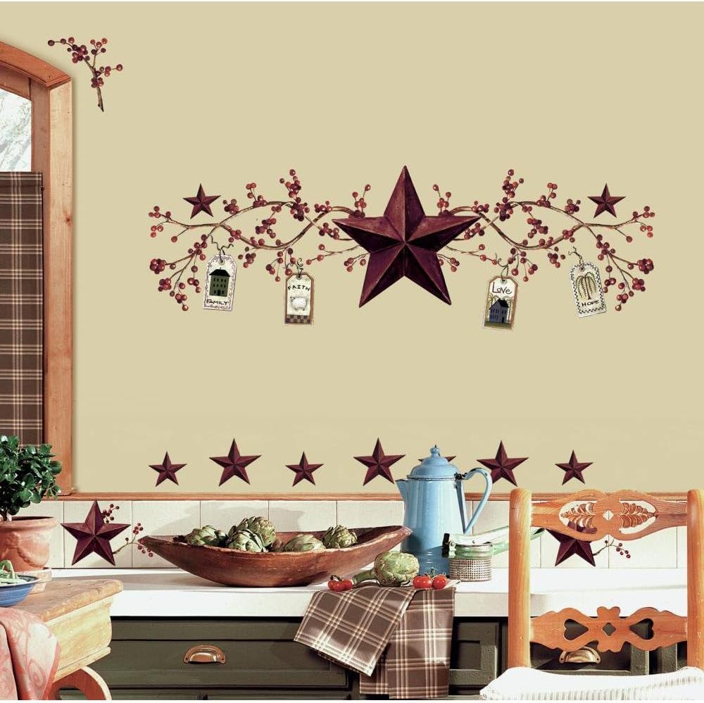 RoomMates RMK1276SCS Country Stars and Berries Wall Decals