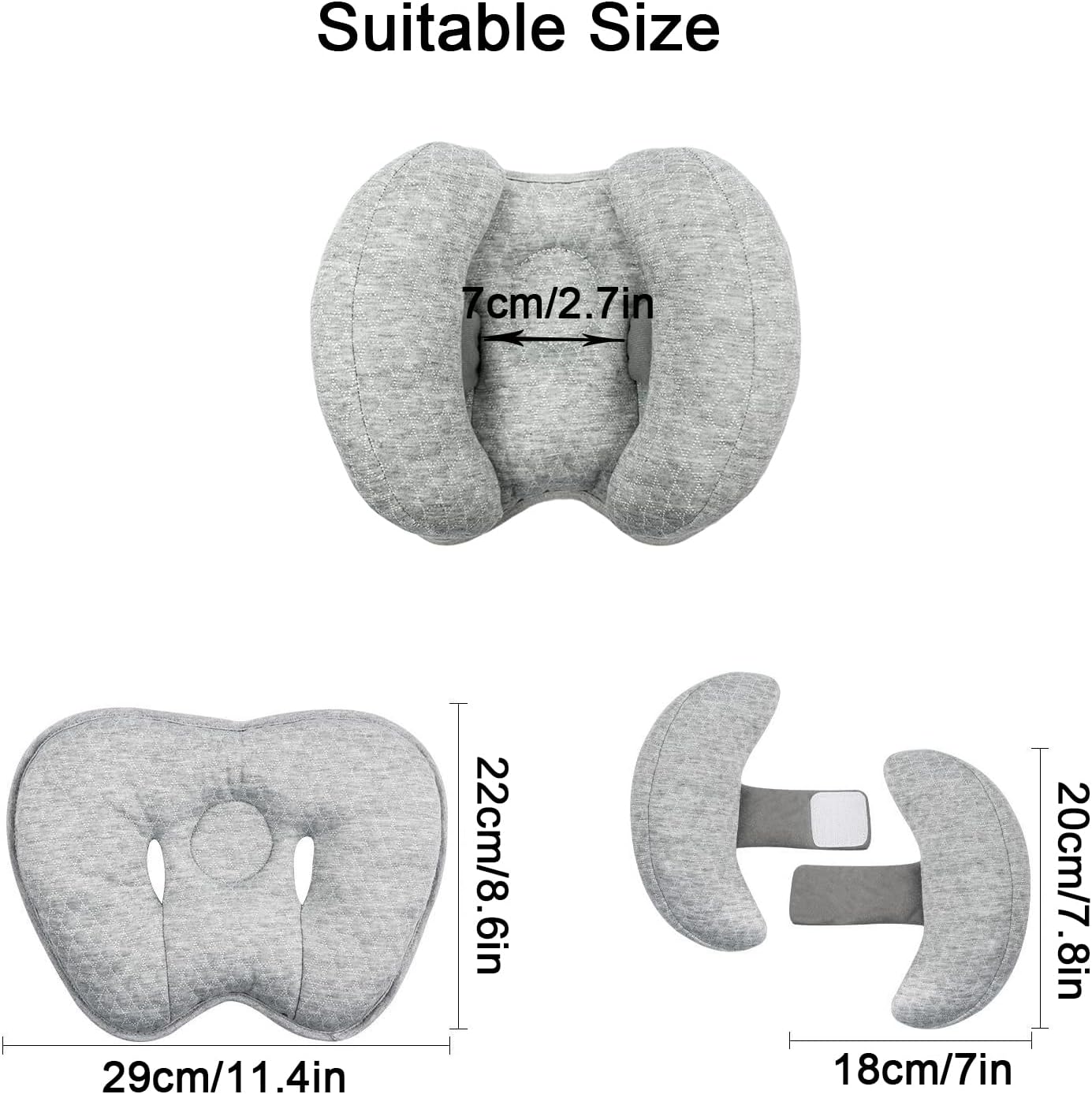 Yufiova Upgrade 2 in 1 Baby Travel Pillow - Banana Shape Adjustable Head Neck Support Car Seat Insert Pillow for Kids