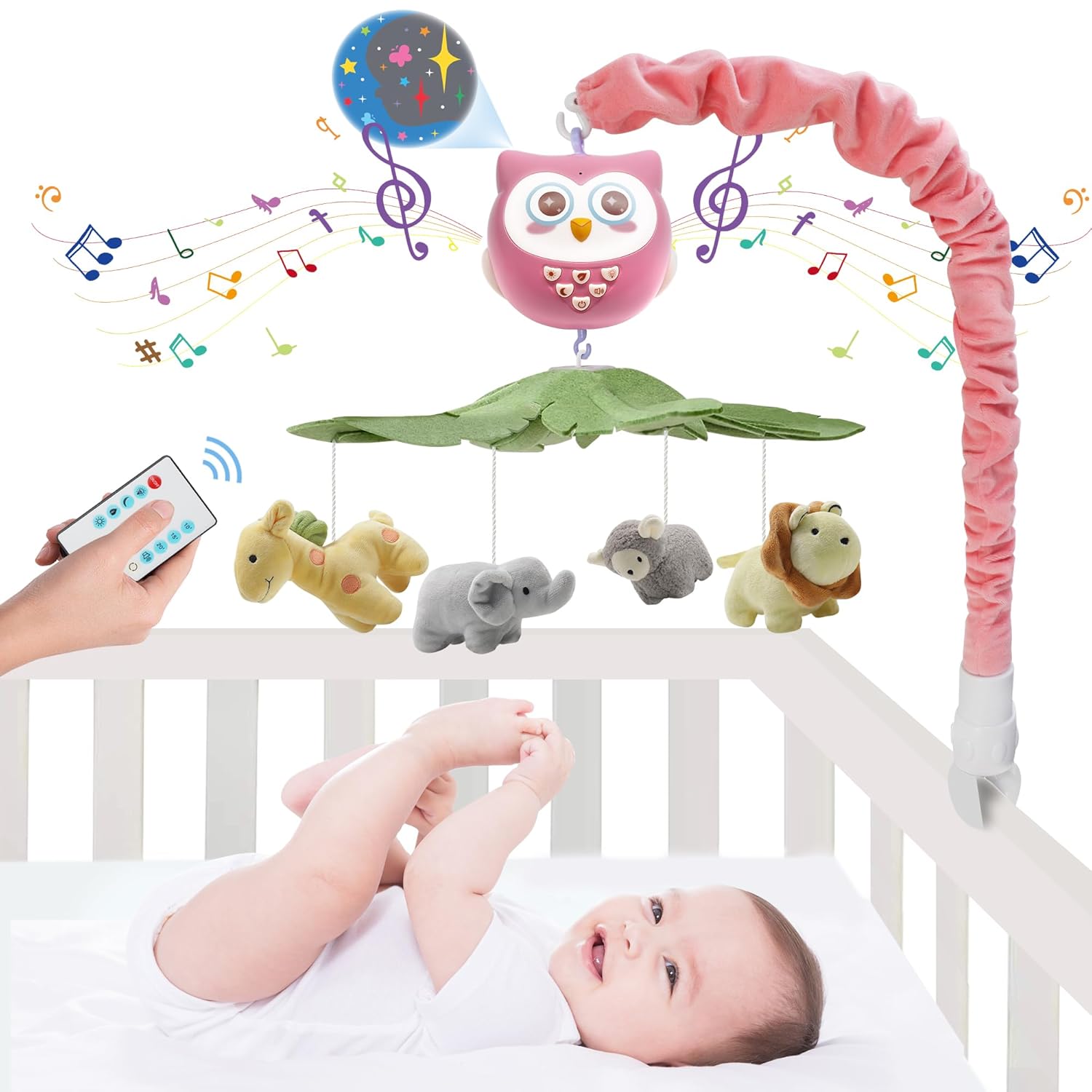 YUNGCHI Baby Crib Mobile with Music and Lights
