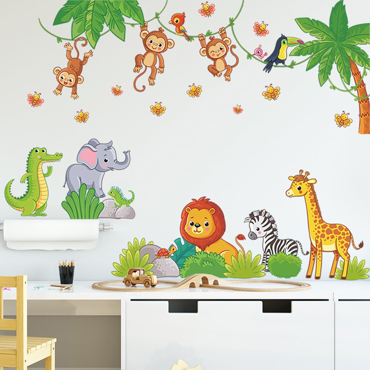 Safari Animals Wall Decals for Kids Room Decor