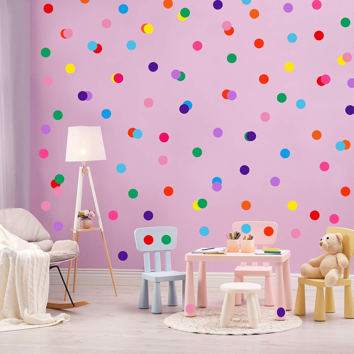 Zonon 240 Piece Rainbow Polka Dot Wall Decals