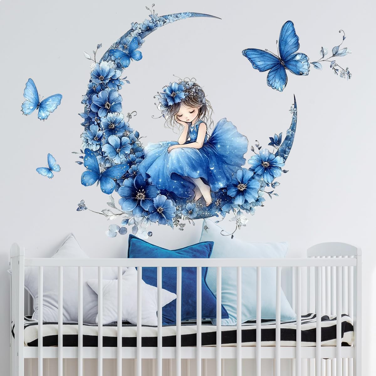 2 Sheets Blue Butterfly Wall Decals for Kids Room