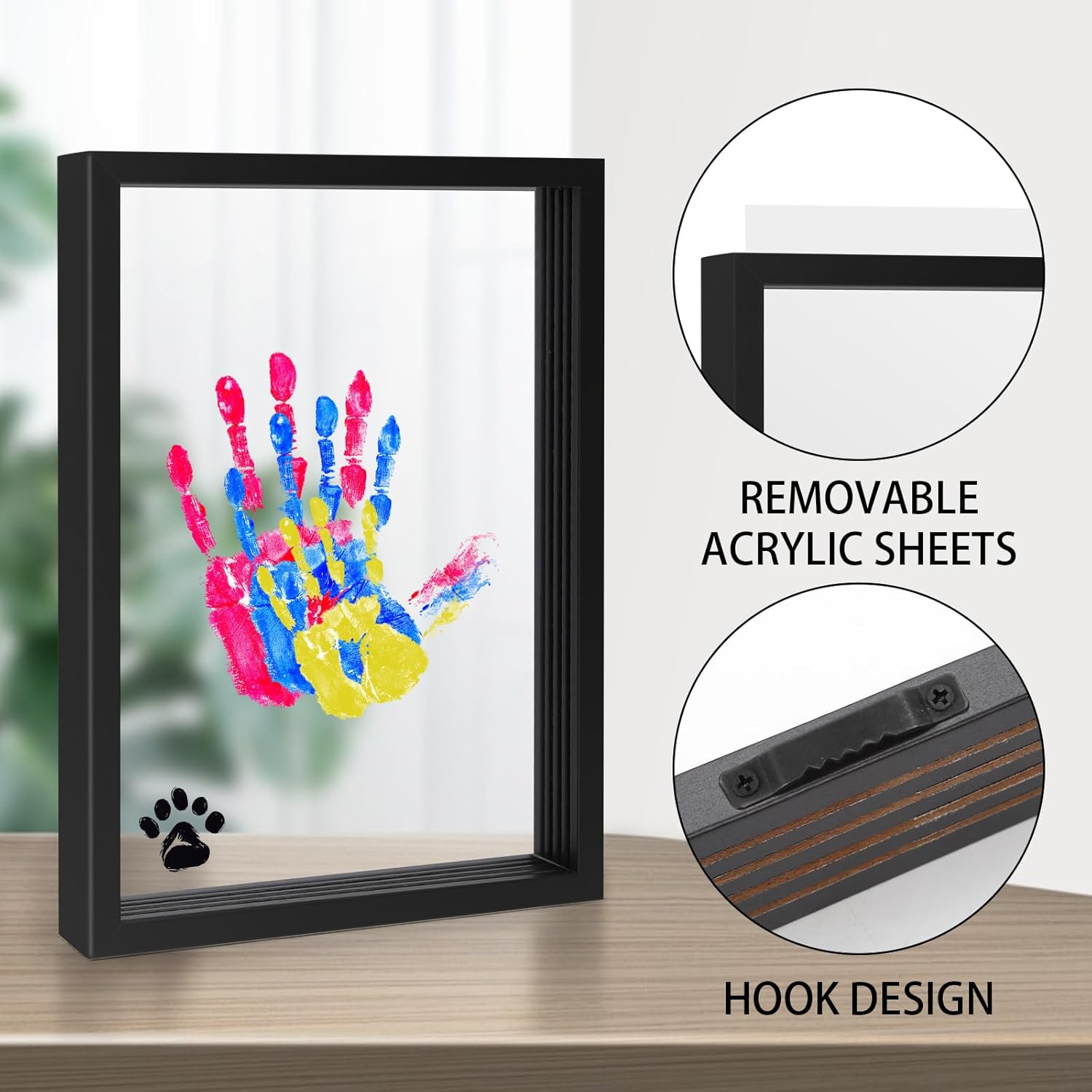 Family Handprint Kit with 6 Colors and Clear Photo Frame