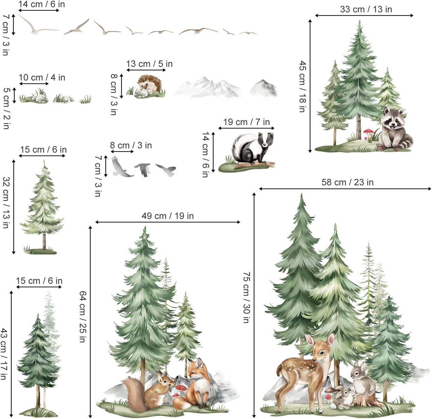 decalmile XL Pine Tree Wall Sticker Decor
