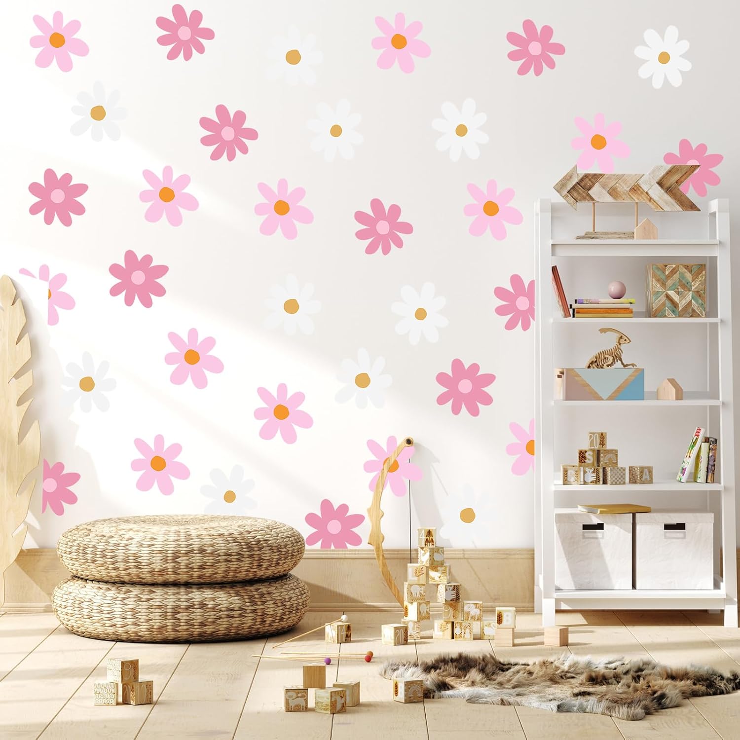 BBTO Daisy Wall Decal Stickers for Kids Room