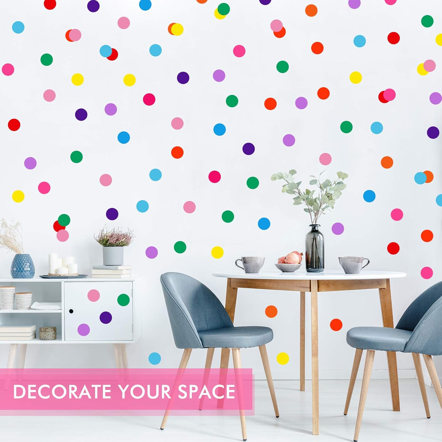Zonon 240 Piece Rainbow Polka Dot Wall Decals