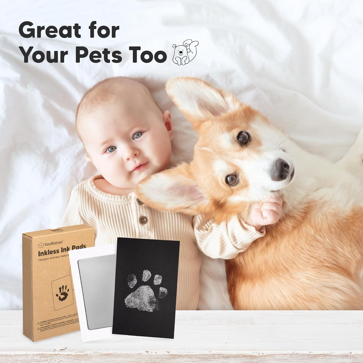 Keababies 2 Pack Inkless Hand Footprint Kit for Newborn