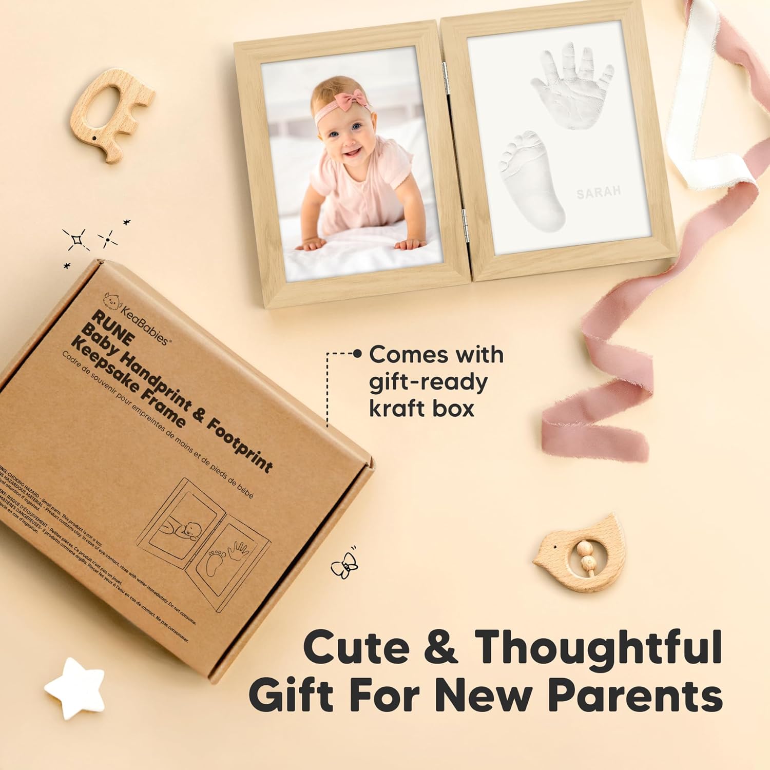 KeaBabies Personalized Hand Footprint Kit for Baby Showers