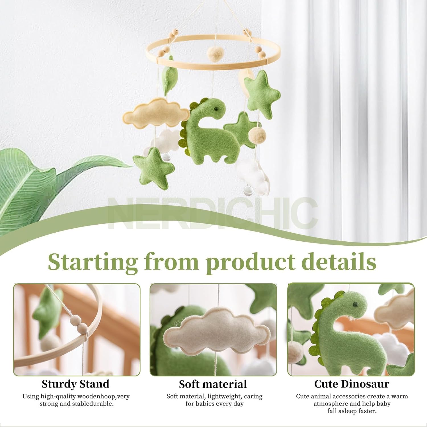 Dinosaur Diplodocus Crib Mobile for Boys Girls