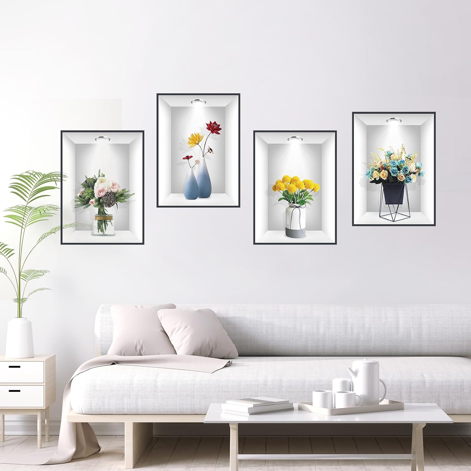 3D Vase Flower Wall Sticker Set of 4
