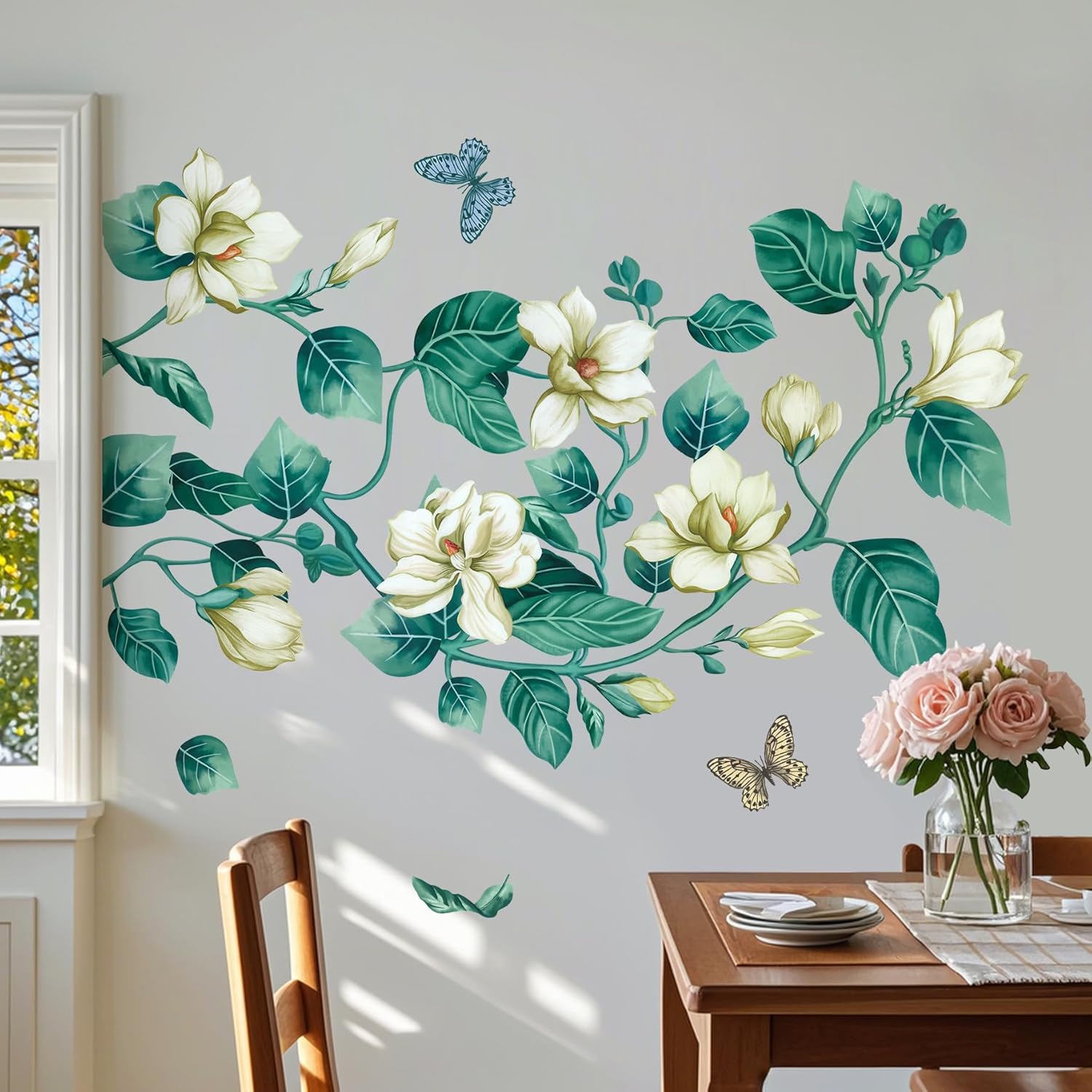 Amaonm Removable DIY 3D Blue Flower Wall Decals
