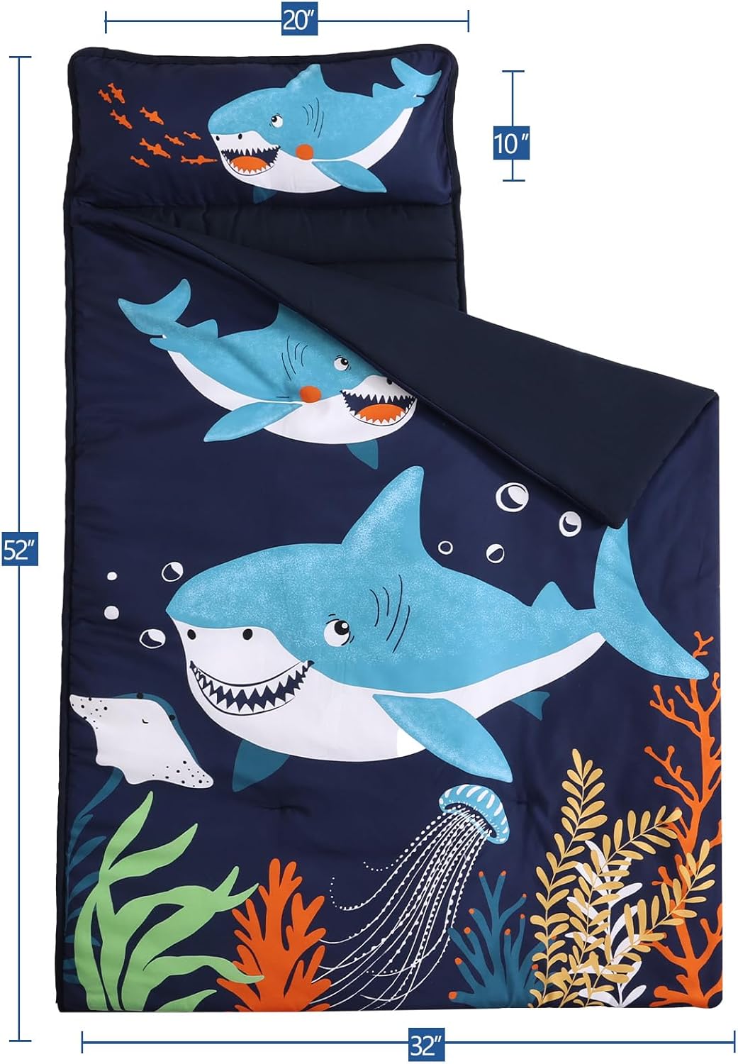 PHF Shark Toddler Nap Mat Set with Removable Pillow