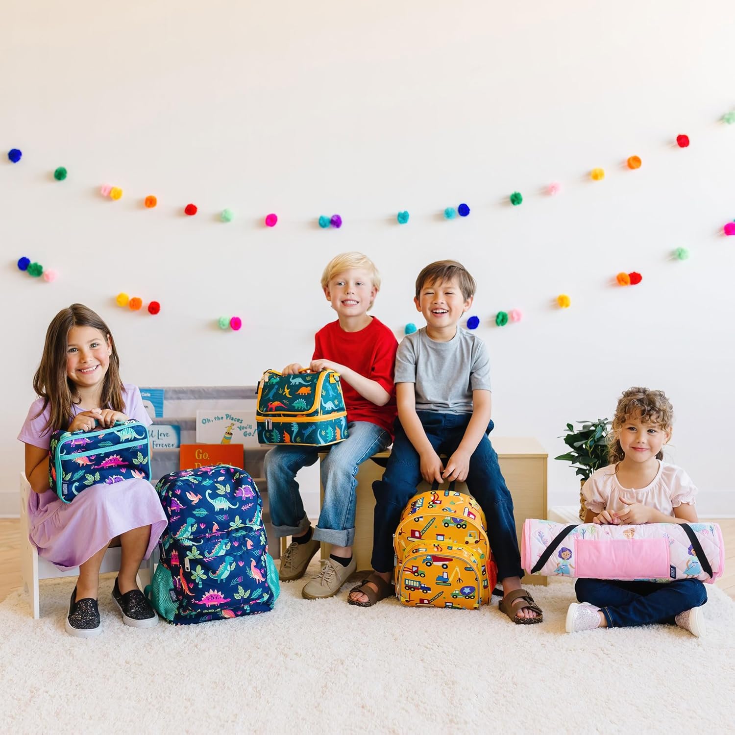 Wildkin Quilted Kids Nap Mat with Pillow and Elastic Straps