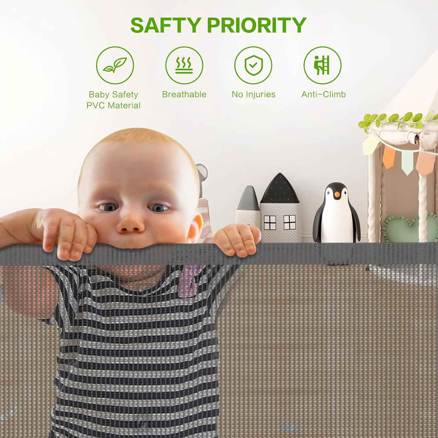 Retractable Baby Gate Extra Wide 34 Tall Mesh