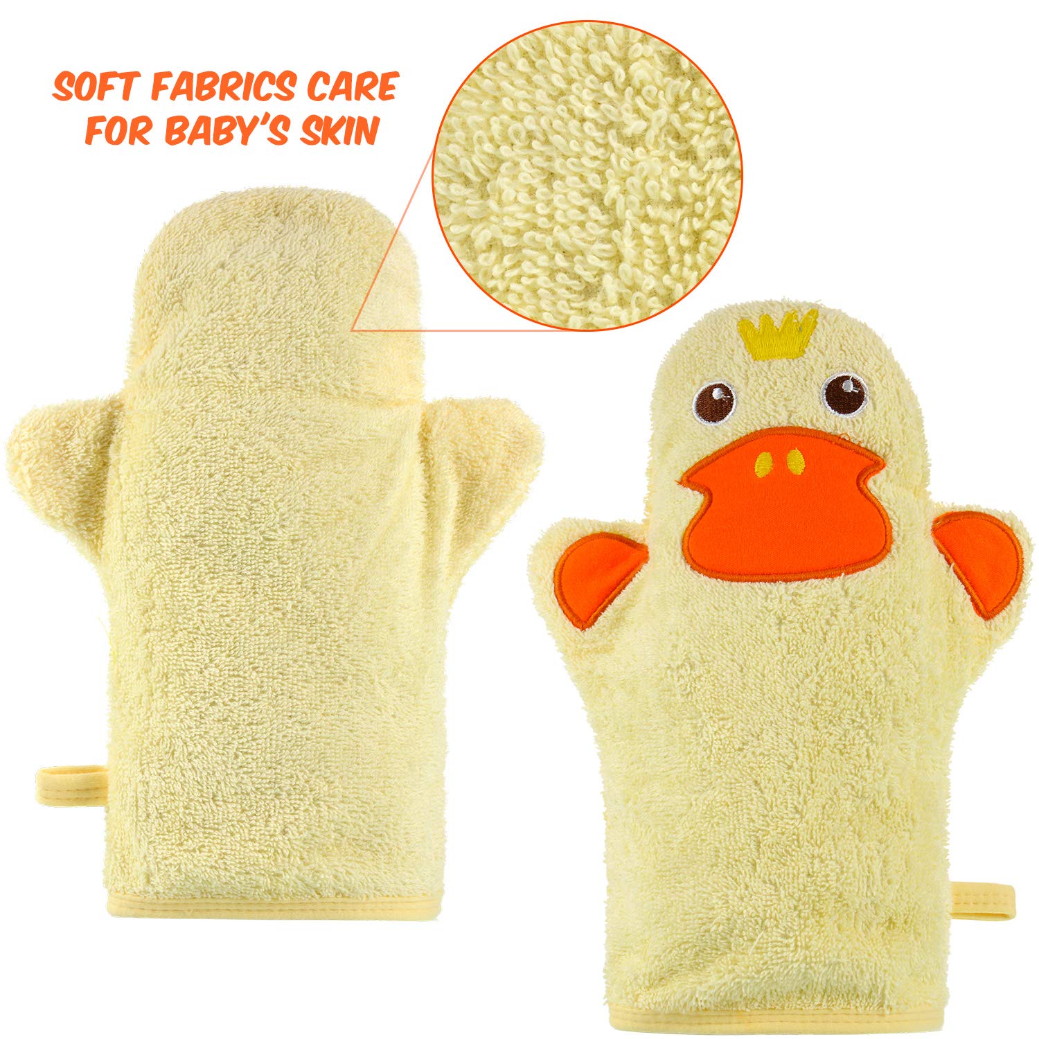 2 Pieces Baby Bath Mitts with Animal Designs