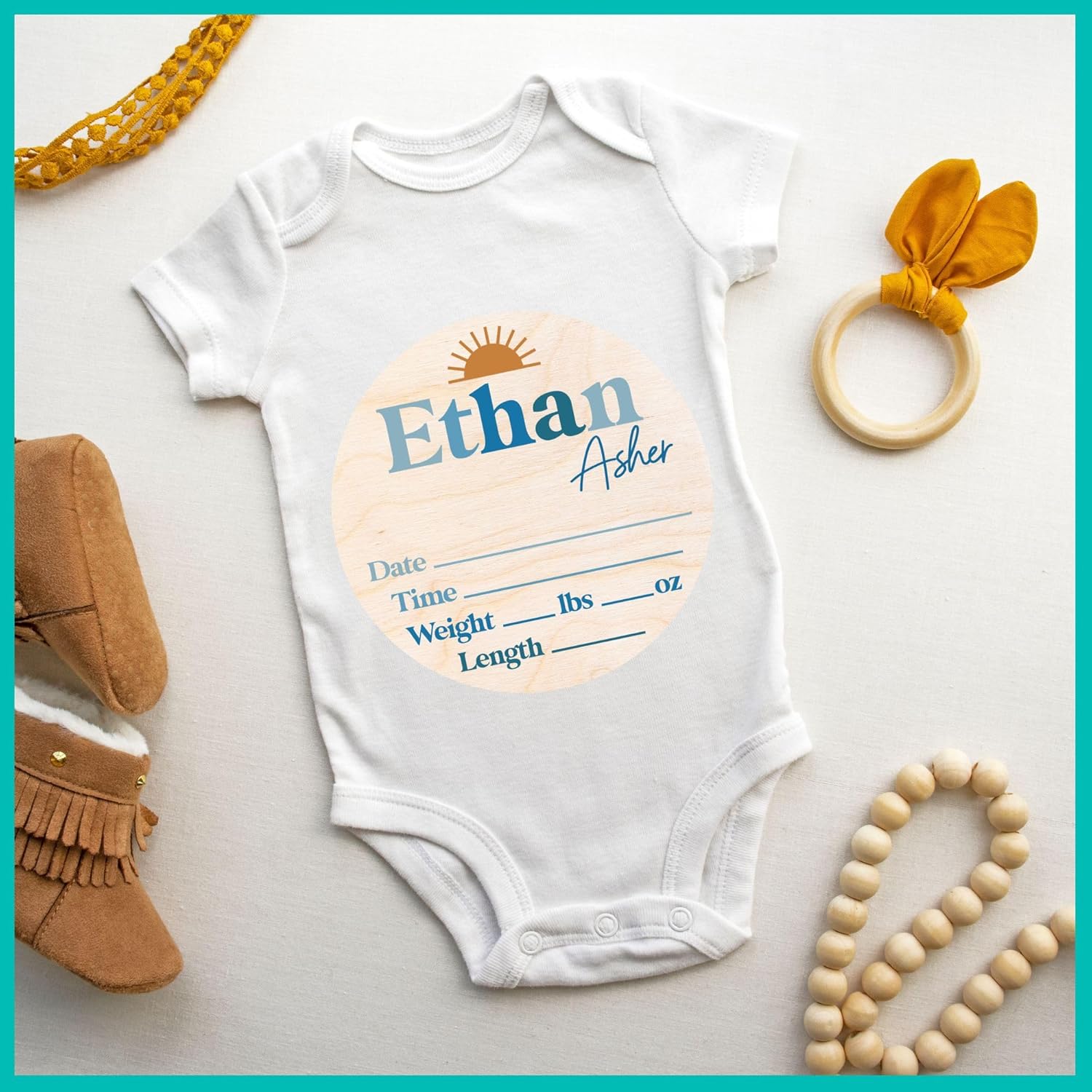 Welcome Newborn Baby Sign - Blue Nursery Decor