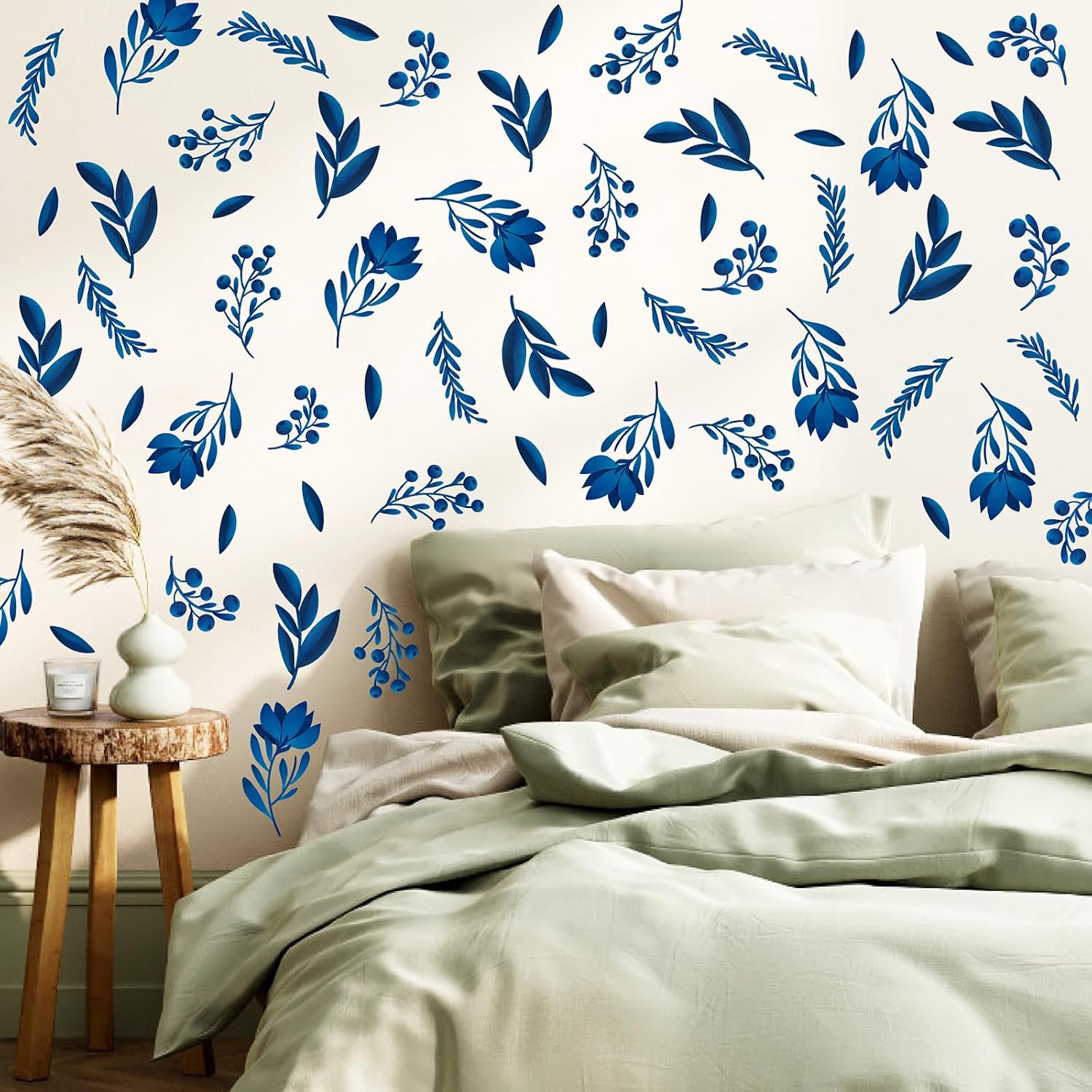 Blue Leaf Wall Stickers for Bedroom and Living Room Decor