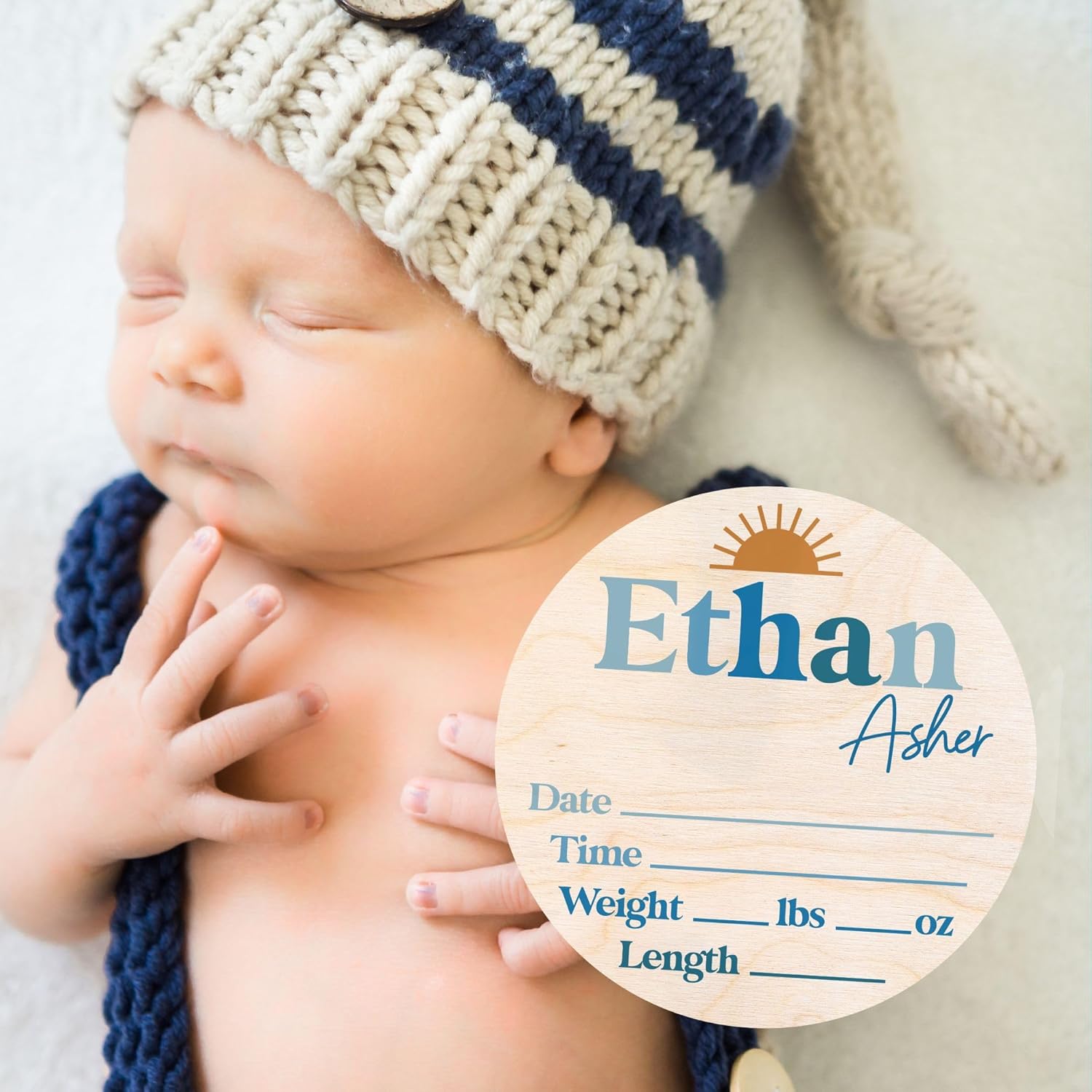 Welcome Newborn Baby Sign - Blue Nursery Decor